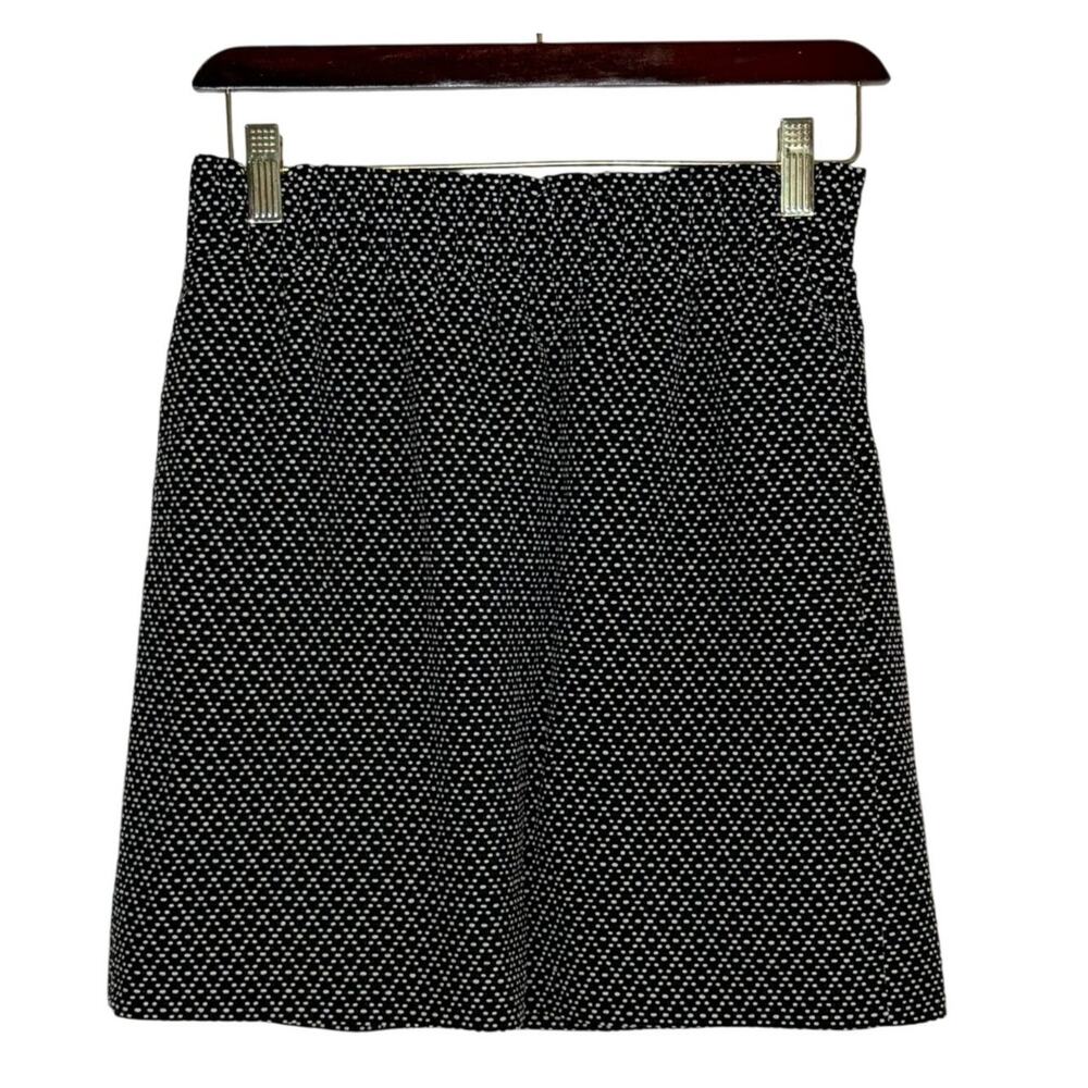 J.Crew‎ Tweed Mini Skirt Size 2 Black White Lined Preppy Classic Chic Mod